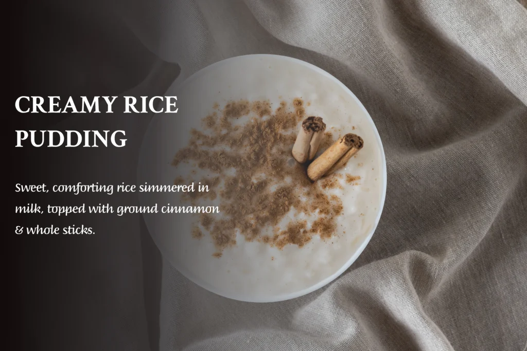 Best traditional rice pudding recipe, old-fashioned creamy dessert with cinnamon.