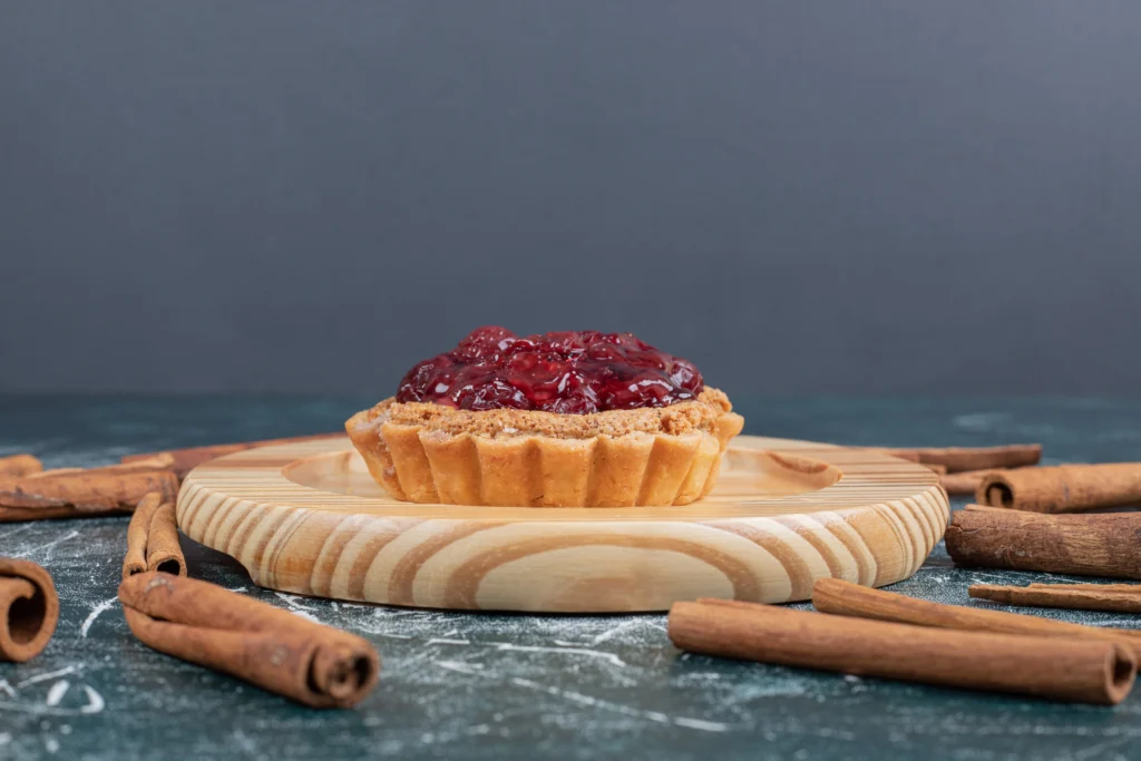 Classic treacle tart with a golden lattice crust and sticky syrup filling.