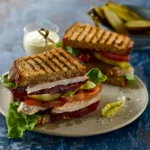Close-up of golden-brown pan-fried halloumi with a runny yolk egg and fresh spinach in a breakfast roll.