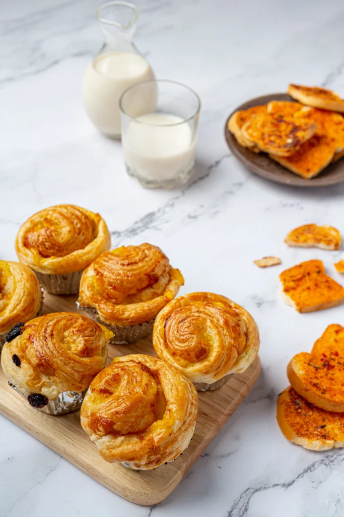 Puff pastry tart with fresh fruit and a dusting of powdered sugar.