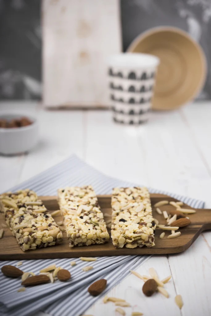 Crunchy Manuka honey and oats granola bars with toasted seeds and nuts.