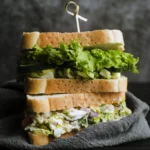 Homemade egg sandwich with soft creamy filling