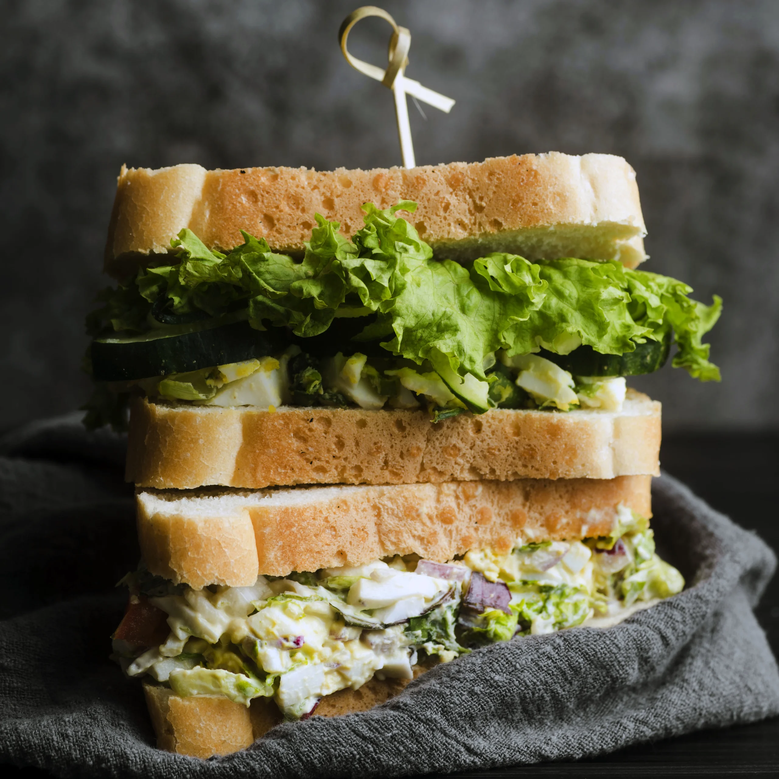 Homemade egg sandwich with soft creamy filling