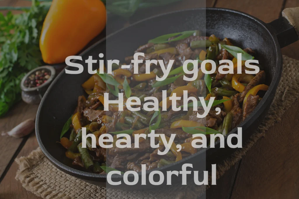 Quick beef stir fry with bell peppers and onions