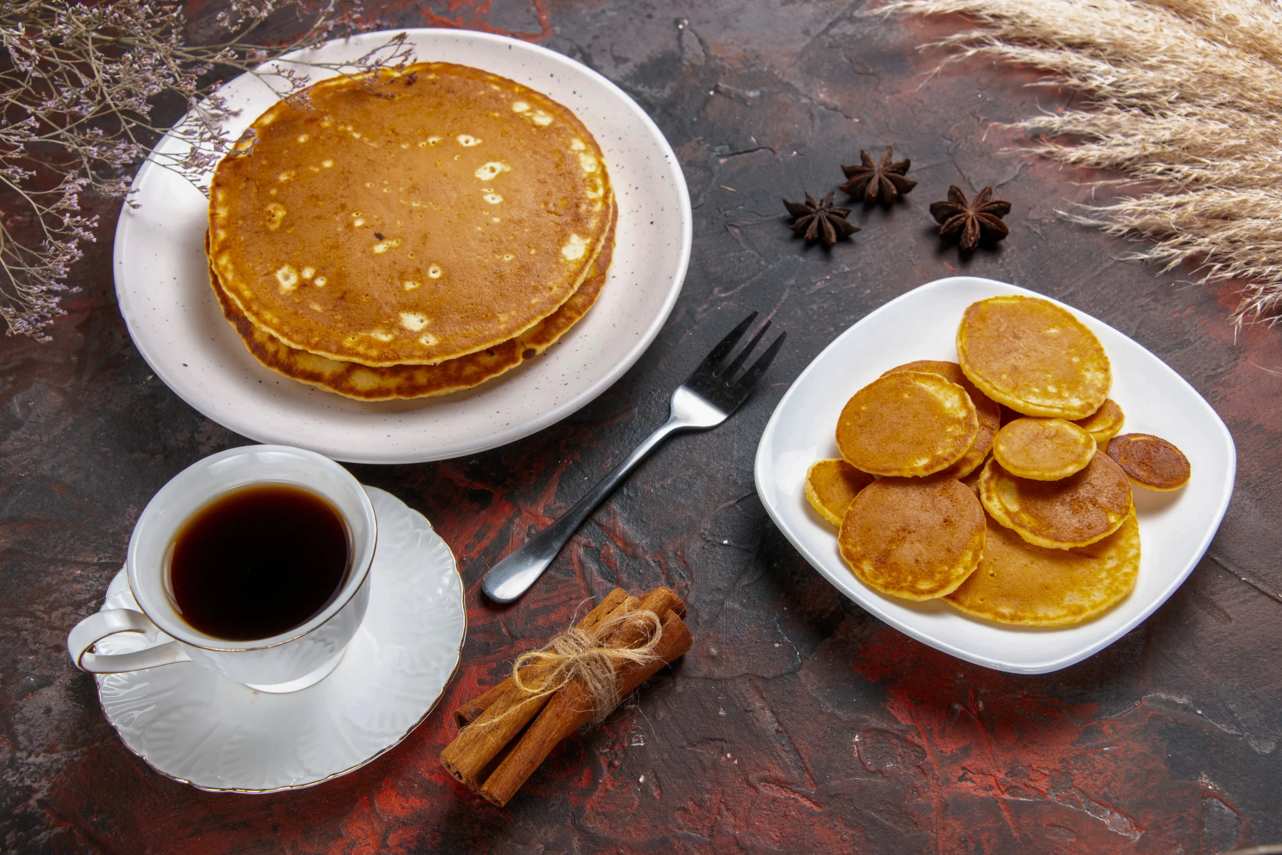 Simple 3-ingredient British pancake batter cooked into a flat, crêpe-like pancake in a non-stick frying pan