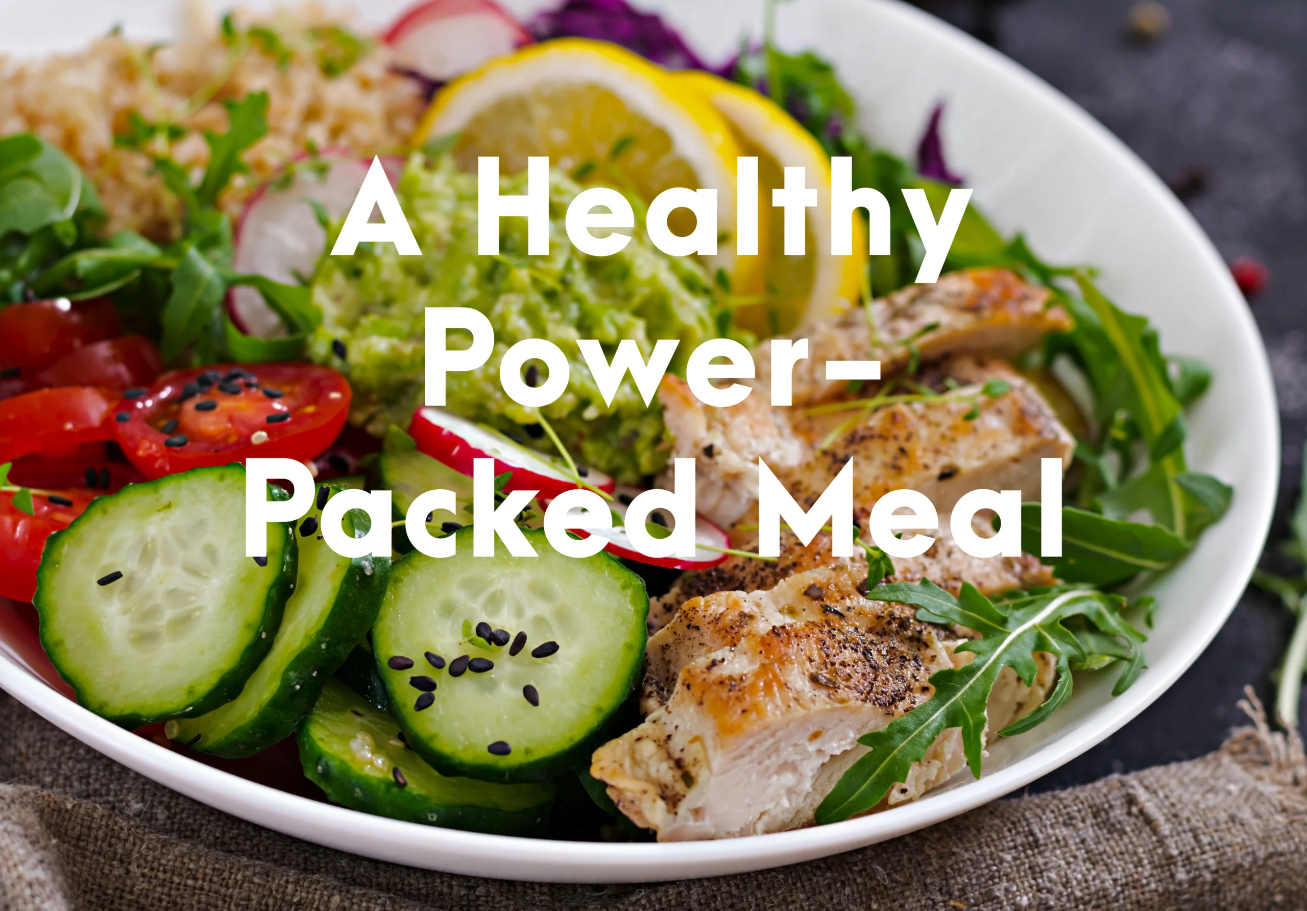 GroGrilled Chicken Quinoa Bowl1 A vibrant, high-protein Grilled Chicken Quinoa Bowl arranged with herb-charred chicken slices, fluffy quinoa, and colorful Mediterranean vegetables in a professional ceramic bowl.