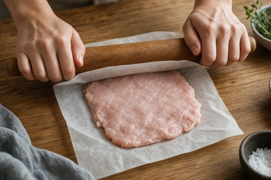 image 11 Pounding chicken to an even thickness before grilling