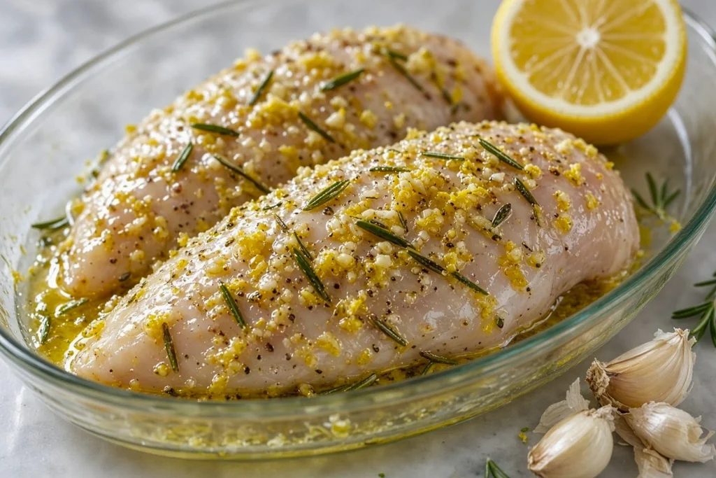 image 12 Chicken breasts marinating with lemon, garlic, and rosemary