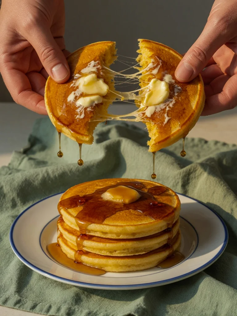 image 6 Cross-section of a Scotch pancake showing the soft, airy interior
